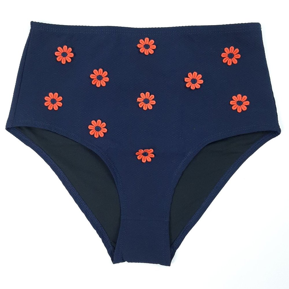 J Crew Navy Daisy High Waisted Swim Bottom